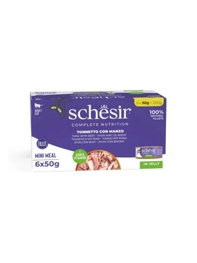 Schesir wet cat food with tuna and beef in jelly 50gx6
