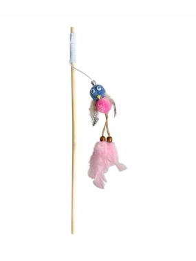 Cat toy with bird and feathers to stimulate natural instincts (in multiple colors)