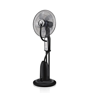 Home Elec 16-inch Black Tower Fan with Water Mist, 90W, 7.5-Hour Timer, Remote Control