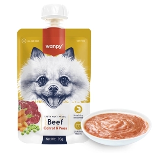 Wanpy Tasty Meat Paste – Beef + Carrot & Peas – 90g