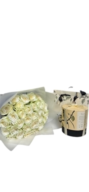 A bouquet of roses with Anoush chocolates