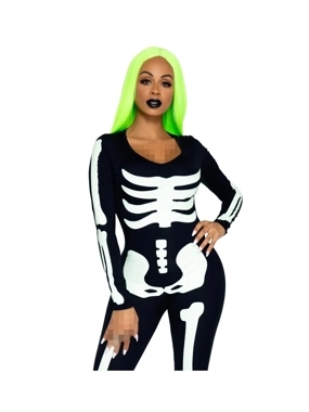 Spandex Printed Glow-in-the-Dark Skeleton Catsuit MEDIUM