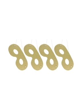 Glitter Masks Gold coloured - Pack of 4