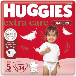 Huggies Diapers Extra Care 5 Xl (12-22 Kg) 34 Pcs Value Pack