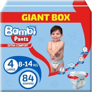 Bambi Pants Box 4 Large (8-14 Kg) 84 Pcs Giant Box