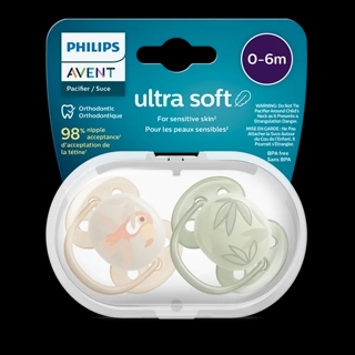 Avent Ultra Soft Baby Pacifiers From 0-6 Months - 2 Pcs Boys