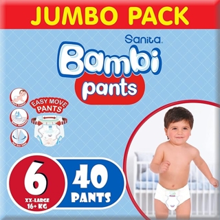 Bambi Pants 6 2Xl (+16 Kg) 40 Pcs Jumbo Pack