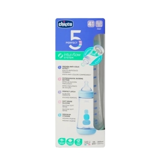 Chicco Plastic Bottle Perfect 5 300 Ml (4M+) Boys Fast Flow