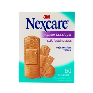 Nexcare 3M Water Resistant Sheer Bandage Mixed 50 Pcs