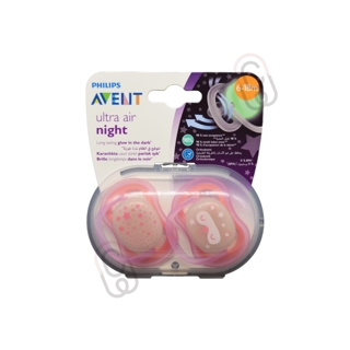 Avent Ultra Air Night Pacifier From 6-18 Months - 2 Pcs Girls