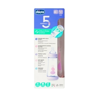 Chicco Plastic Bottle Perfect 5 300 Ml (4M+) Girls Fast Flow