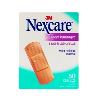 Nexcare 3M Water Resistant Sheer Bandage One Size 50 Pcs