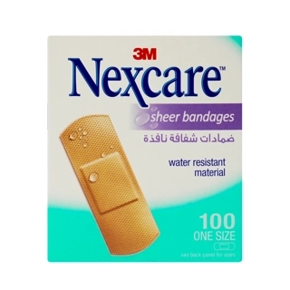 Nexcare 3M Water Resistant Sheer Bandage One Size 100 Pcs