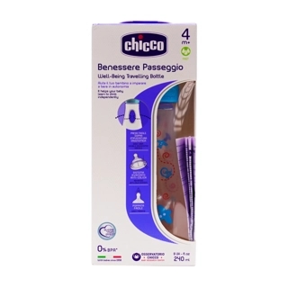 Chicco Silicone Bottle Travel 240 Ml (4M+) Boys Fast Flow