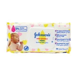 Johnson’s Extra Sensitive Baby Wipes 98% Pure Water - 56 Wipes
