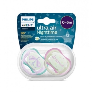 Avent Ultra Air Night Baby Pacifier 0-6 Months - 2 Pcs Girls