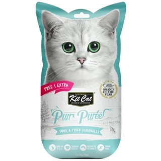 Kit Cat Puree Tuna & Fiber (Hairball) (4+1x15g)