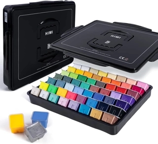 Gouache Paint Set(Standard+Neon+Metallic) 30ml/56colors, Himi