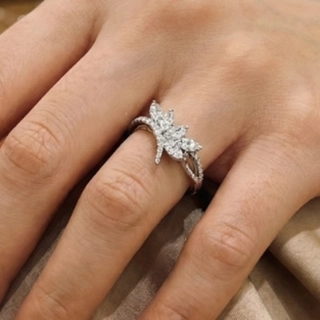 A luxurious ring made of silver and crystal