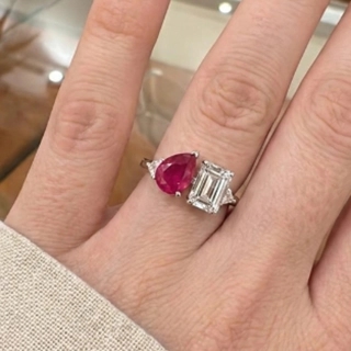 A luxurious ring made of silver and colored crystal