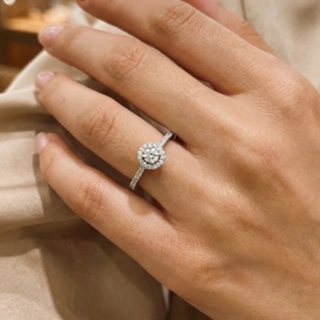 A luxurious ring made of silver and crystal