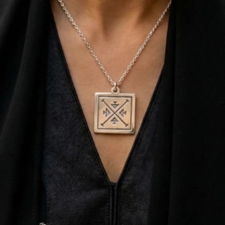 Silver necklace with traditional designs