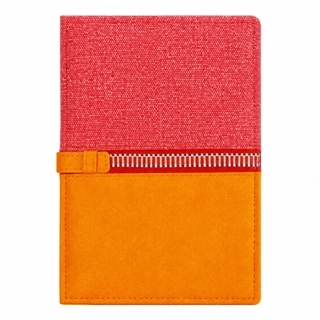 A handcrafted notebook folder decorated with hand-woven Sadu embroidery.