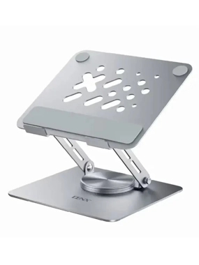 360-degree rotating metal laptop stand with an ergonomic and foldable design.