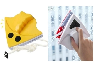 Window cleaning brush with magnet