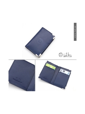 Soft navy genuine leather card wallet | Tad