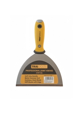 Traitools - Soft Grip Handle Professional Stiff Joint Knives Yellow and Silver 6 Inch
