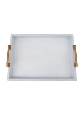 FELLI RECT WOODEN TRAY 42CM MATTE WHITE