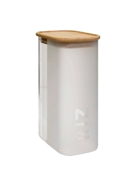 Five Simply Smart - Glass Rice Storage Container with Bamboo Lid Clear and Brown 1.6 L