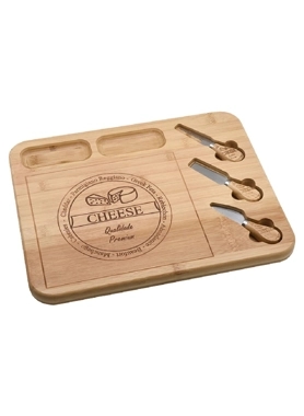 B.S CUTTING BOARD 3KNIVES 40X32CM BAMBOO