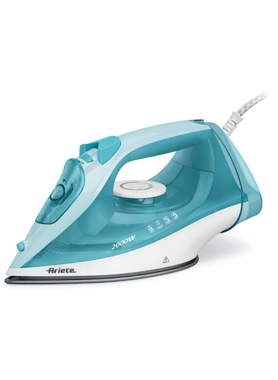 Ariete - 2000W Teflon Non-Stick Plate Steam Iron White and Blue 250ml
