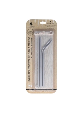 MANNA STRAW 6PCS.W/CLEANER SET&POUCH SIL