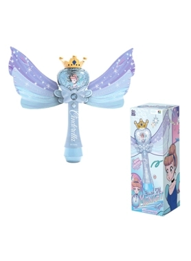 Disney - 3.7V 500A Princess Ciderella Themed Bubble Wand with Light and Sound Blue and Purple 25 x 8.6 x 10.6 cm