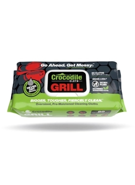 Crocodile - 80-Piece Oversized Pre-Moistened Grill Cleaning Cloth White 10 x 15 Inch