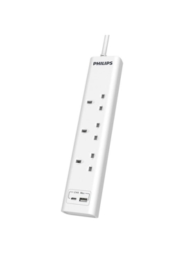 PHILIPS EXT.CORD W/USB&C PORT 3PLUG 3M