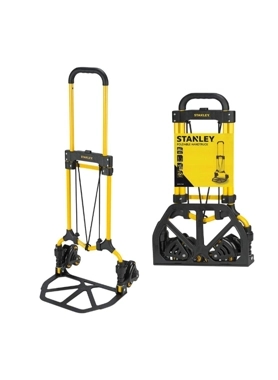 STANLEY - Adjustable TPR Grip Handle Folding Hand Truck with Stair Climber Wheels Yellow and Black 41.5 x 38.3 x 74.5 cm