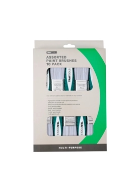 Traitools - 10-Piece Multi-Purpose Paint Brush Set Green and White 3.5 x 19 x 30 cm