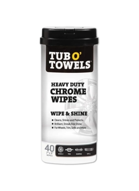 Tub O' Towels - 40-Wipes Streak-Free Shine Heavy Duty Chrome Wipes 7 x 8 Inch
