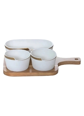 BIEN SERVII 3PC SNACK BOWL W BAMBOO TRAY