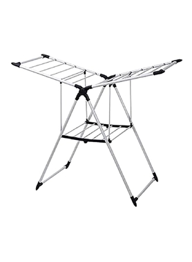 Honeybee - Easy to Use Corrosion Resistance Winged Drying Rack Silver and Black 156 x 61.5cm