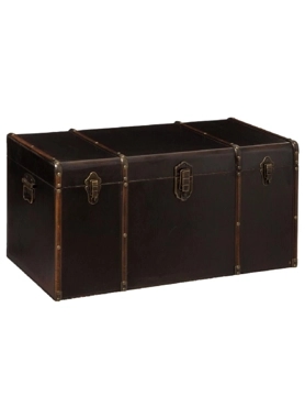 FLOWER WOOD STORAGE TRUNK3PC BRWN