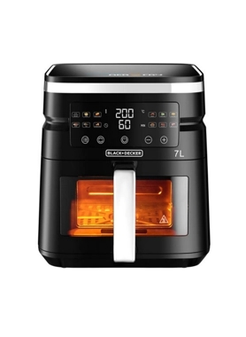 Black+Decker - 1800W 12-in-1 Digital Air Fryer Black and Silver 7 Litre