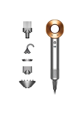Dyson - 1600W 4-Heat Setting Cool Shot Fast Drying Supersonic Hair Dryer Silver and Gold 24.5 x 7.8 x 9.7