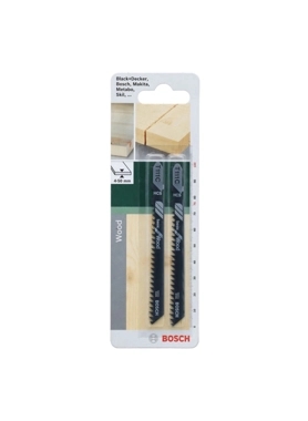 Bosch - 2-Piece T111C Wood Cutting High Carbon Steel Jigsaw Blade Dark Grey and White 100mm JE2 609 256