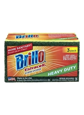 BRILLO SCRUBBER SPONGE 3PCS HEAVY DUTY