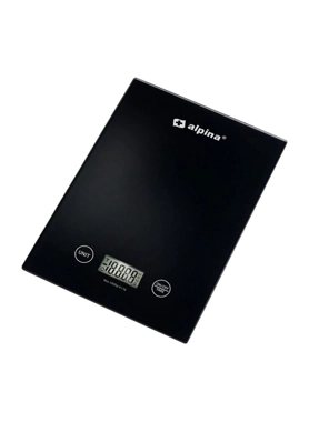 Alpina - Reinforced Glass LCD Screen Digital Kitchen Scale Black 5kg